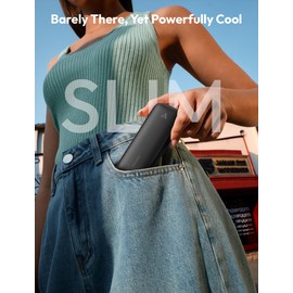 Aecooly Slim Portable Fan 2 Pack, Thin Handheld Fan, USB Rechargeable Mini Personal [24H Max Cooling Time], Battery Powered Small Foldable Pocket for Travel, Summer, Gifts for Women -Black