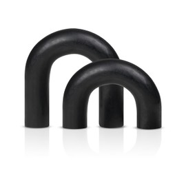 Wooden Arch Décor Set of 2 - Handmade Wood Sculpture for Minimalist Home and Office Decoration, Rustic Wooden Accent for Tabletop, Shelf, and Living Room Aesthetic - 6.5, and 5 Inch - Black