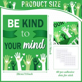Funrous 9 Pcs Mental Health Month Awareness Posters for Classroom Green Ribbon Themed Bulletin Board Poster Psychology Educational Therapy Office Decor for Student Teacher Calm Corner Wall Supplies