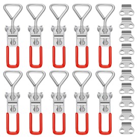 Pack of 10 Tension Latches, Crate Latches, Lever Lock Lever Crate Fastener, Corner Fastening, Safety Buckle, Door Latch for Boxes, Cupboards, Drawers, Doors, Windows, 100 kg