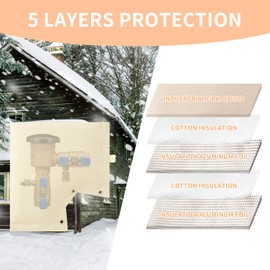 Backflow Preventers Protection Pipe Insulated Cover, Sprinkler Covers for Outside Sprinkler Valve Cover, 5 Layer Insulation