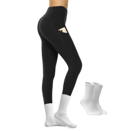 Opuntia High Waisted Workout Yoga Legging with Pockets - Soft Thick Yoga Pants Comfy Stretch Casual Black Green Pink Pants