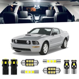 ENDPAGE 5-Pieces Super Bright Interior LED Light Kit Compatible with Ford Mustang 2005 2006 2007 2008 2009 White 6000K Interior LED Map Trunk Lighting Package + License Plate Lights, Install Tool