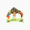 CafePress Kids Playing With Umbrella Greeting Cards Folded Greeting Cards