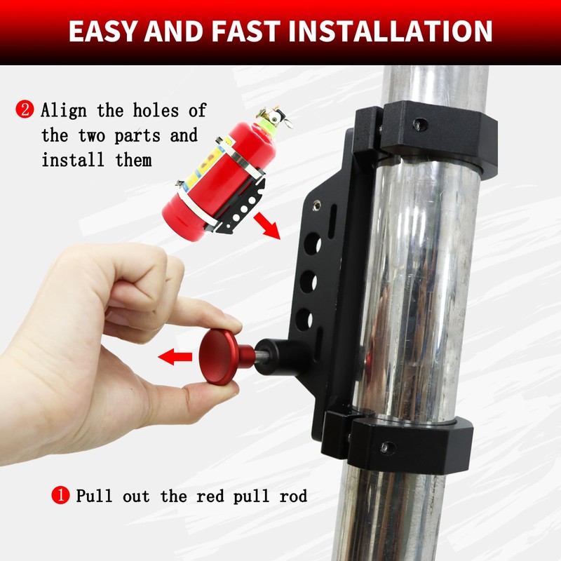 PLUSBEAM CNC Aluminum UTV Fire Extinguisher Mount Kit, Adjustable Roll