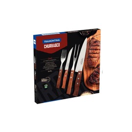 Tramontina 22299/011 Steak Cutlery Set 14 Pieces with Natural Wood Handles 2 or 3 Rivets