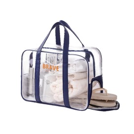 Large Clear Toiletry Bag for Women, Waterproof PVC Beach Bag Swim Bag Gym Bag, Clear Makeup Cosmetic Bag, Transparent Travel Toiletry Bag Travel Accessories Tote Bag, PVC Clear Organizer Bag (Blue)