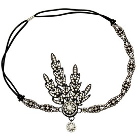 Babeyond® 1920s style leaf locket round beaded headband for women Inspired by The Great Gatsby -