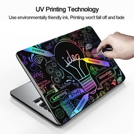 AiGoZhe MacBook Pro 13 Inch Case 2022 M2,2021,2020-2016 A2338 M1 A2251 A2289 A2159 A1989 A1706 with Touch ID, Dazzling Plastic Black Shell & Screen Protector & Keyboard Skin Cover, Colorful Bulb