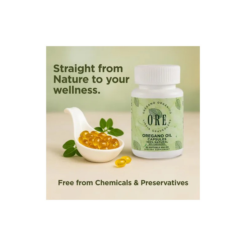 Ore Cápsulas Aceite De Orégano 80 Carvacrol 65ct