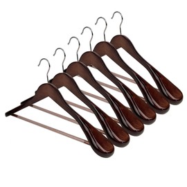 MRTLLOA 6/20/30 Pack Wooden Suit Hangers for Men & Women, Heavy Duty Coat Hangers, Elegant, Durable & Non-Slip, Solid Coat Hanger for Jacket, Suit, Shirt, Jeans (Dark, 6-Pack)