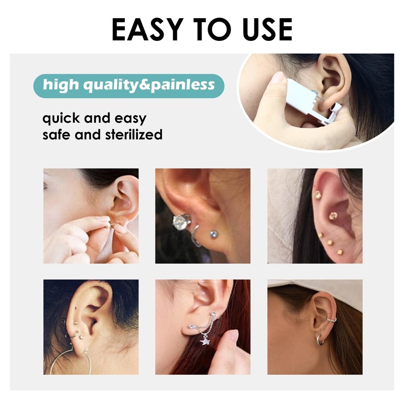 DJCIW 14PCS Ear Piercing Kit,Ear Piercing Gun kit Set for