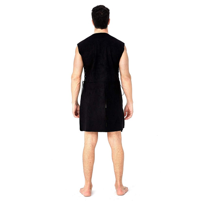 Oddfirm Medieval Leather Vest with Lacing Renaissance Knight Patchwork Leather