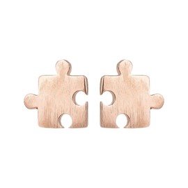 Dainty Jigsaw Puzzle Piece Stud Earrings (Rose Gold Tone) Miss Fit Boutique
