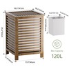 SMIBUY Double Laundry Hamper with Lid, 120L Bamboo Laundry Basket