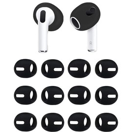 ALXCD Fit in Case Ear Cover Compatible with AirPods 3 Earbuds 3rd Gen, Silicone Earbud Covers Replacement Eartips Fit in Charging Case, Compatible with AirPods 3, 6 Pairs Black