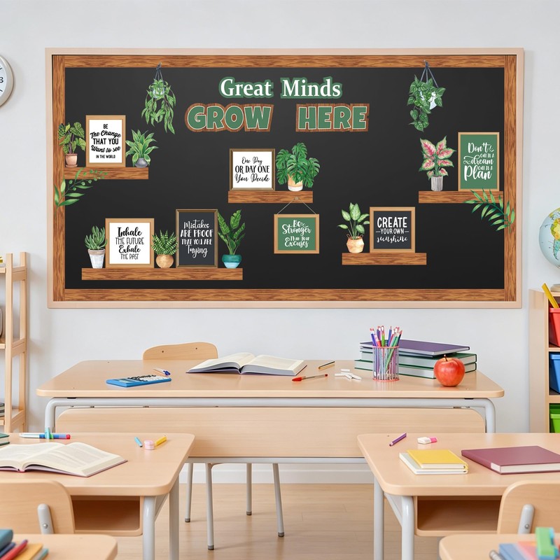 45 PCS Greenery Plant Motivational Bulletin Board Set Great Minds