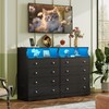 WLIVE Black LED Dresser for Bedroom, Tall Wood Dresser with