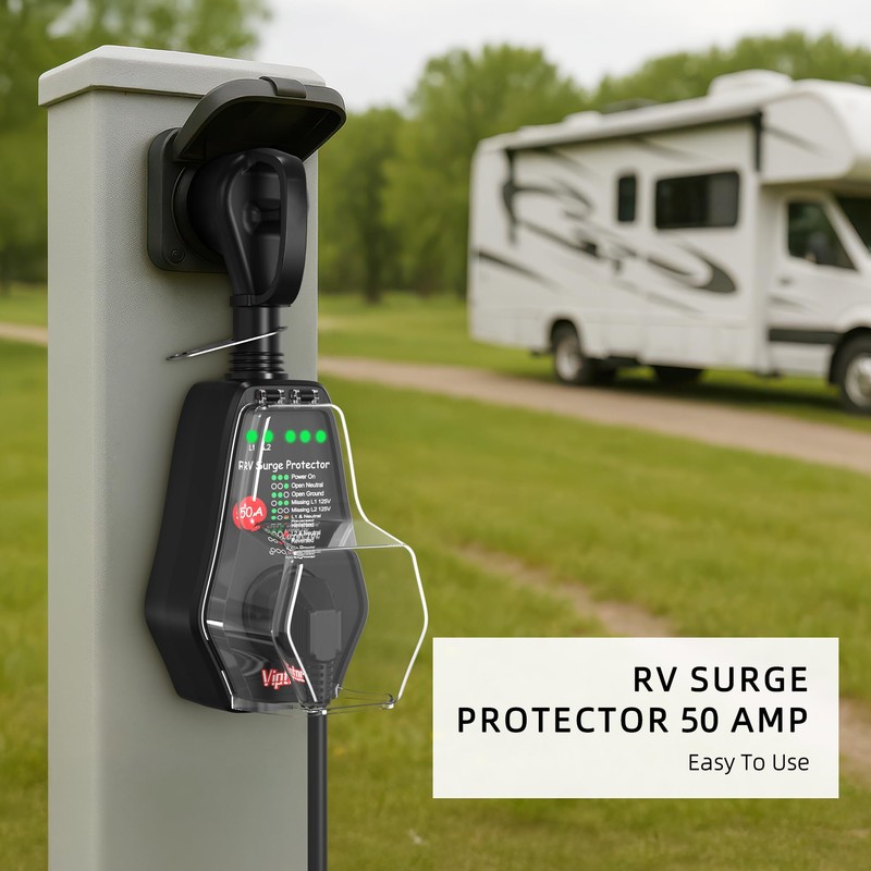VIPTOO RV Surge Protector 50 Amp with Replaceable Module, 12000