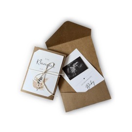 Karte Schwangerschaftsverkündung | mit Pocketfoldumschlag | Schwangerschaft verkünden | Du wirst Oma, Opa, Tante, Papa... (Boho, Für Dich/Wir bekommen ein Baby)