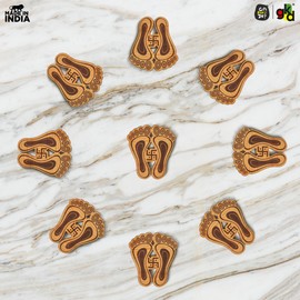 GKD Laxmi Charan Paduka for Puja and Wooden Home Decor Items for Home Decor Devi Charan Paduka for Puja Unique Diwali Gift Items (Bamboo Texture and Made in India) (Pack of 9)