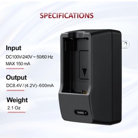 Battery Charger Compatible with Canon PowerShot SX530 HS. Universal Voltage (100-240V), Portable Compact Design, Flip Out Plug (Includes Car Charger)