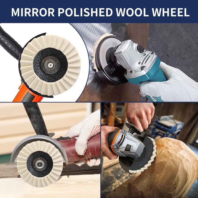 125mm Wool Polishing Wheel, 5 Pcs Wool Buffing Pads Wheels