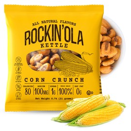 Rockin'Ola Corn Crunch, Back to School Snacks, Crunchy Whole Corn Kernels, Perfect for On the Go, All Natural Flavors, Allergen Free (25 Pack, Kettle)