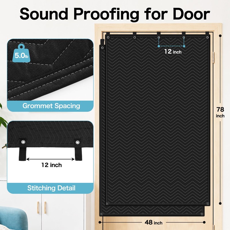 2-Pack Sound Dampening Moving Blankets, 48 x 78 in, 5