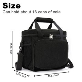 MOV COMPRA Insulated Lunch Bag 15L for Men, Leakproof Lunch Box for Adults, Mens Lunchbox for Work,Picnic,Camping 24-Can(Black)