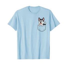 Cute Husky Puppy Pocket Pal Funny Husky Dog Lover Art T-Shirt