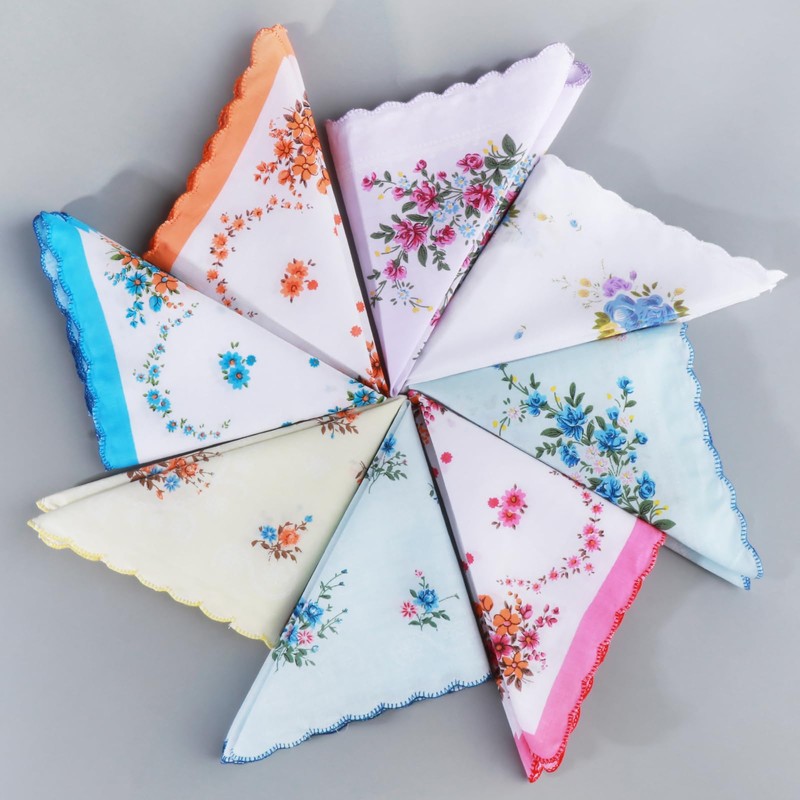 Handkerchiefs for women, cotton handkerchiefs, 10 pieces white