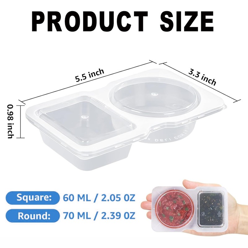 BEANPRECOY 20Pcs Portable Reusable Sauce Container Salad Dressing Container Double