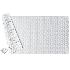 WRISIN Non Slip Bathtub Mat for Bath Tub Shower Safety - Natural Rubber Mat with Suction Cups ＆ Drain Holes - BPA/PVC Free Large Bathroom Mat - Machine Washable - Unique Diamond Pattern - 17 × 35 Inch