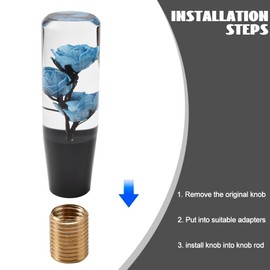 Blueshyhall Blue Flower Crystal Shift Knob, Gear Stick Shifter Lever Handle for Manual Car Stick Lever Head