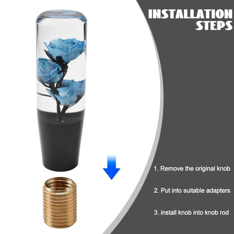 Blueshyhall Blue Flower Crystal Shift Knob, Gear Stick Shifter Lever