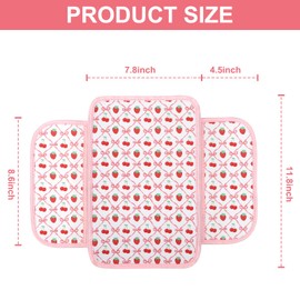 Amintiri Car Center Console Cover, Universal Car Armrest Cover Cushion with 2 Storage Bags, Stylish Scratch Resistant Protective Car Armrest Pad for Most Vehicles (Cherry&Strawberry)