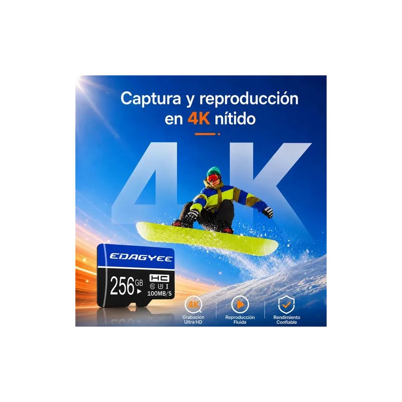 Pack 2 MicroSD EdaGyee de 256 GB Clase 10 U3