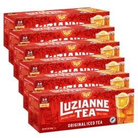 Luzianne Unsweetened Iced Tea Bags, Family Size, 24ct Box (Pack of 6)