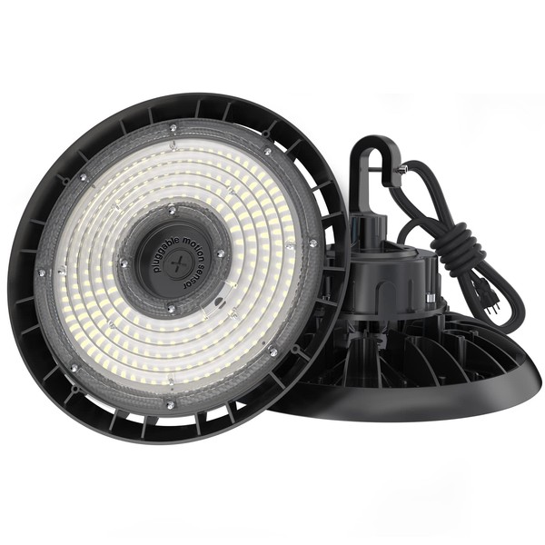 HYPERLITE High Bay LED Light 200W 28000LM 5000K 5' Cable with US Plug 850W MH/HPS Eqv. LED High Bay Light with Sensor Function(Extra Purchase), IP65 Waterproof for Shop Barn Warehouse 1PC