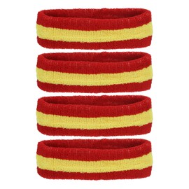 PATIKIL Sweatband Headbands, 4 Pcs Terry Cloth Sweat Band for Women Men Sports Basketball Tennis Athletic Gym Working Out, Red Yellow