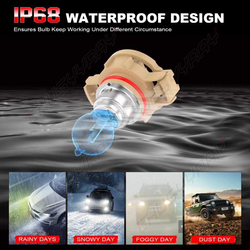 CHUSYYRAY Halogen PS24W 5202 H16 55W 5000K White Two Bulbs