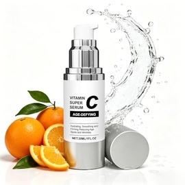 Suero súper vitamina C para mujeres, suero facial antienvejecimiento con ácido hialurónico, vitamina C, fórmula natural hidrata, reafirma, eleva e hid