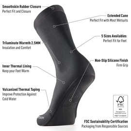 Buddyswim Neoprene Socks 2.5mm Outdoor Swimming, Black-black