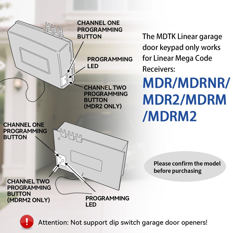 XDTKML Garage Door Opener Keypad Replacement for Linear MegacodeMDTK Keypad