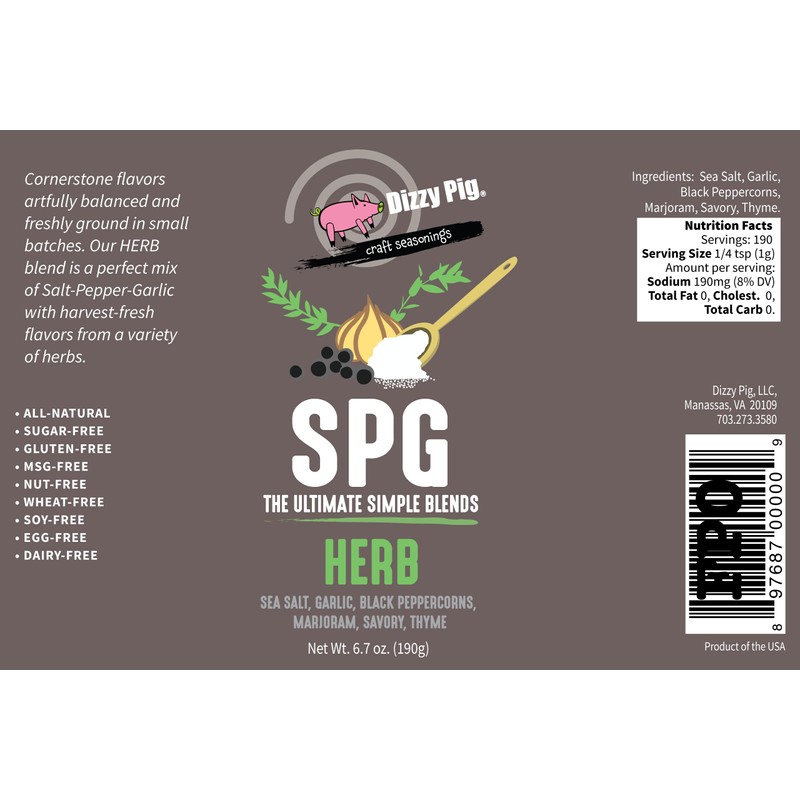Dizzy Pig SPG Herb (Salt, Pepper & Garlic) Seasoning Rub