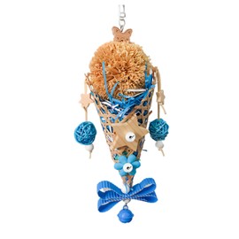 Bird Toys Foraging Shredder Hanging Toys with Bell Parakeet Toy Parrot Swing Climbing Standing Toys Bird Cage Accessories, for Conure Cockatiel Budgies Lovebird, Blue