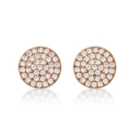 Diamond Treats Sparkling Disc Earrings with Cubic Zirconia Stones in 925 Sterling Silver, Round Silver Earrings for Women and Girls, Cute Silver Jewellery for Women, Sterling Silver, Cubic Zirconia