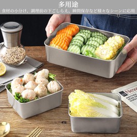 Liroyal Square Shaped Bat (Set of 3), Deep Stainless Steel Storage Containers with Lids, Stainless Steel Storage Containers with Lids, Space Saver, Rust Resistant, Temporarily Storage, Food Dividing,