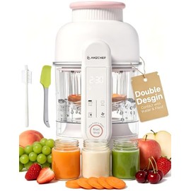 AMZCHEF Baby Food Maker with Auto Steam & Blend, 9-in-1 Baby Puree Maker with Food-grade glass, BPA-Free & Easy Cleaning, Touch Screen, Dishwasher Saf